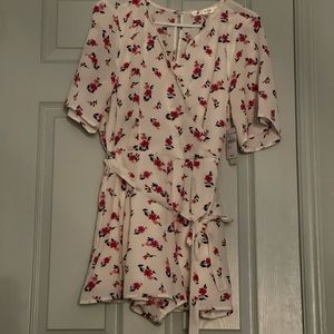NWT white w/ pink flowers romper